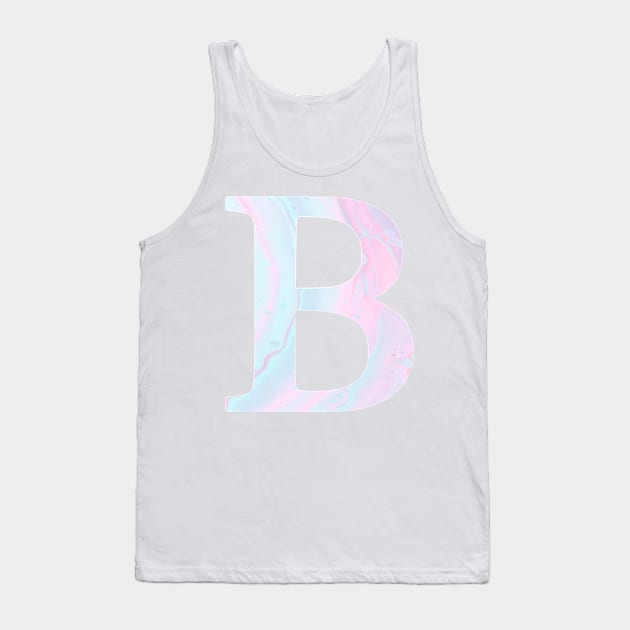 The Letter B Pink and Blue Marble Design Tank Top by Claireandrewss